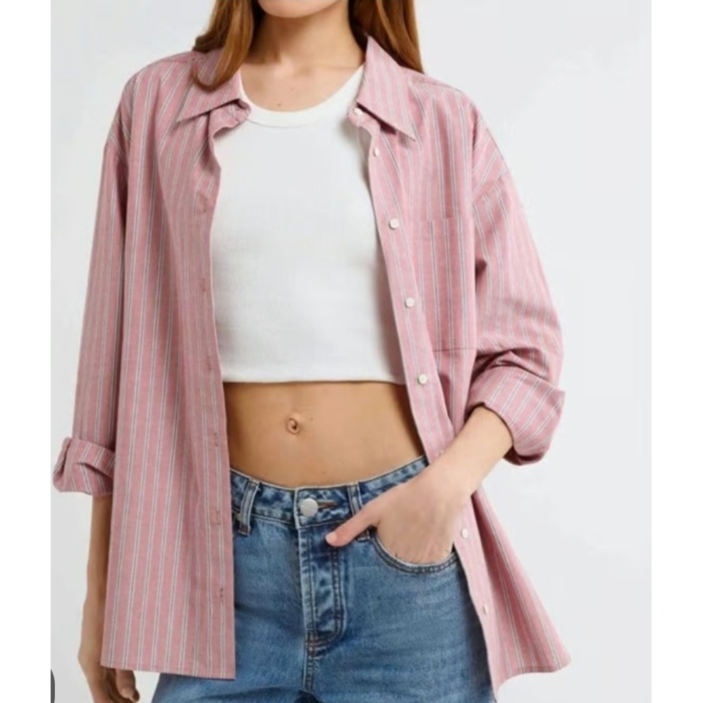 Rumored X Boyfriend Nantucket Stripe Clean Girl Shirt Size S Cotton‎ Nautical